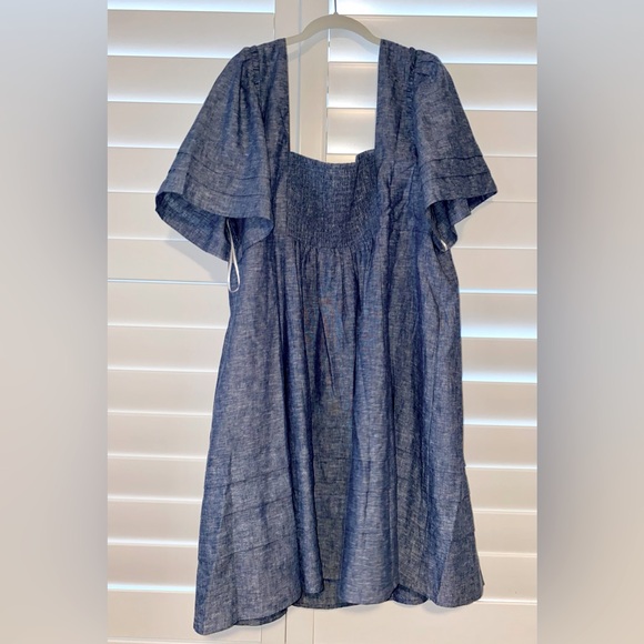 NWT Draper James Chambray Babydoll Dress • Medium Wash Denim • Size 2X - Picture 3 of 4
